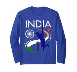 India Cricket With Indian Flag Brush Stroke Long Sleeve T-Shirt