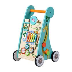 Teamson Kids Houten Loopstoeltje en Activiteitencentrum - Kinderspeelgoed - Peuter-Speelgoed - Safari Dieren