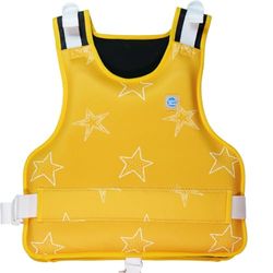 Gilet de Natation Ajustable, étoiles Jaunes, 6-10 Ans.