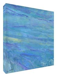 Feel Good Art Original Gallery - Caja de lona con panel frontal sólido (25 x 25 x 4 cm), diseño de madera azul