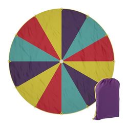 Relaxdays Tela de Juegos Infantil, Ø 6 m, Paracaídas Redondo para Niños, 12 Asas, Juguete para Exterior, Multicolor, Poliéster