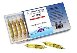 POE n°05 - Préparation en Oligoéléments - Manganèse, Cuivre & Cassis - Hypersensibilité Réactive - 20 ampoules de 2ml - BIOLIGO