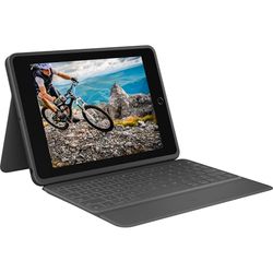 Logitech Rugged Folio for iPad (7th, 8th, & 9th generation) Protective Keyboard Case, QWERTZ German Layout - Graphite