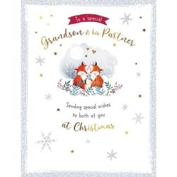 Piccadilly hälsningar karaktär julkort, par barnbarn och partner, rävar - 20 x 15 cm
