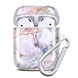 JAHOLAN Custodia protettiva per AirPods, con glitter luccicanti, design marmo, custodia protettiva in TPU portatile, antiurto, per ragazze, donne, uomini, con portachiavi, per custodia di ricarica per