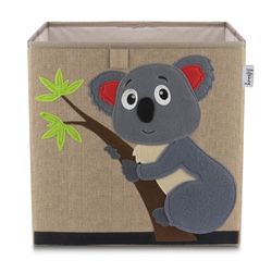 Lifeney 833371 Boîte de rangement koala, Coffre à jouet, Feutre, Polyester, Brun, Coloré, 33 x 33 x 33 cm