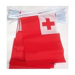 GHIRLANDA 6 metri 20 BANDIERE TONGA 21x15cm - BANDIERA TONGHESE 15 x 21 cm - FESTONE BANDIERINE - AZ FLAG