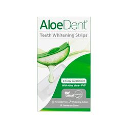 AloeDent Teeth Whitening Strips, Peroxide Free, Gentle Non Sensitive Formula, con Aloe Vera, Naturale, Vegan, 28 Strips, 14 Trattamenti