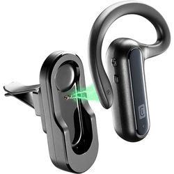 cellularline | Car Flat | Mono Bluetooth Headset with Car Support for Ventilation or Adhesive - Talk Time: 6 Hours - Charging : 1.5 Hours - Range: 10 m
