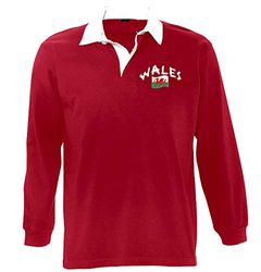 Supportershop Polo Rugby LS Pays de Galles Rouge Manches Longues Mixte Adulte, FR : 2XL (Taille Fabricant : XXL)