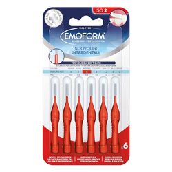 Scovolino Interdentale Emoform Rosso 6 Pz. con Tecnologia SoftCare per un Contatto Extra Delicato sulle Gengive grazie alle Setole Morbide - Impugnatura Antiscivolo con Cappuccio per l'igiene Orale