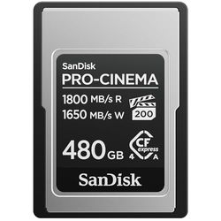 SanDisk PRO-CINEMA CFexpress Type A Card 480GB (read speeds up to 1800MB/s, write speeds up to 1650MB/s, 4K, 6K, 8K, VPG200, Rescue PRO)