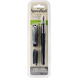 Speedball Calligraphy Fountain Pen 1.9mm Nib, Metal Steel, For Calligraphers, Writing, Creative Lettering, Hobbyists, Fine Artists, Rounded Tip Nibs, Easy Flowing Ink, Stationery Handwriting Supplies