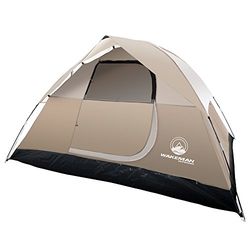 Wakeman 4-Person Rebel Bay Tent by Outdoors, Resistente al Agua, con bragueta extraíble para Lluvia y Bolsa de Transporte, Tienda de campaña (Bronceado), Unisex, Canela