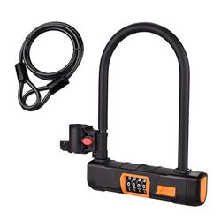 Lucchetto a U per bicicletta, Anti-furto A 4 cifre Serratura a combinazione con cavo, Lucchetto a cavo da 1,2 m per bicicletta, scooter elettrico, moto, porta