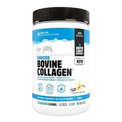 North Coast Naturals Boosted Bovine Collagen peptides – Grass Fed Certified – Clinically-Proven for Joint Bone and Skin Health –250 g – Unflavoured