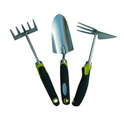 kippen 6022E Lot de 3 outils de jardin en acier inoxydable Jaune/noir 30 cm