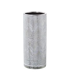 JARRÓN CERÁMICA BLANCO/PLATA °12X29CM