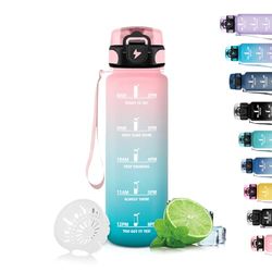 Grsta Borraccia, 500ml Borraccia Bambini, Borraccia Filtrante Senza Perdite, Borraccia Motivazionale con Scala Temporale, Facile da Pulire, Borraccia per Bere di Piu, per Scuole, Uffici, Campeggi