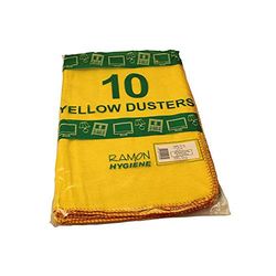 Ramon Hygiene Large Traditional Yellow Dusters, 50 x 40 cm, Pack of 10, Cleans and Polishes Surfaces,