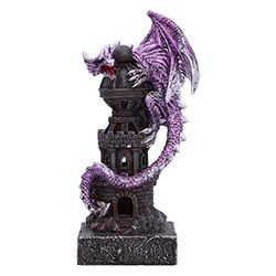 Nemesis Now Figurka Strażnika Wieży 17,7 cm, żywica, fioletowa, rzeźba smoka, gotycki gadżet fantasy, odlew z najlepszej żywicy, ręcznie malowana