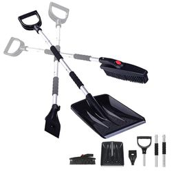 ZONETECH Car 3-in-1 Replaceable Heads Snow Brush Kit - Portable Snow Removal Shovel, Ice Scraper, and Snow Brush Car Set