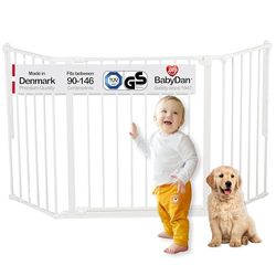 BabyDan Flex M, 90-146 cm, Porta de escada/divisor de quarto, branco, fabricado na Dinamarca - Barrière pour bébébébé/porta de segurança (porta para animais de estimação/parque para cães/parque para