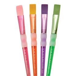 Royal & Langnickel Lot de 4 pinceaux Plats en Nylon pour Enfants Taille 10 Multicolore avec Poils Plats et Caoutchouc Doux au Toucher pour Les Teintes et la Peinture sur Grande Surface