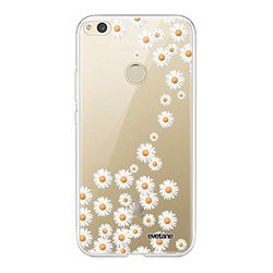 Evetane Beschermhoes compatibel met Huawei P8 Lite 2017, zacht, silicone, robuust, ultradun, beschermhoes, transparant, madeliefjesmotief.