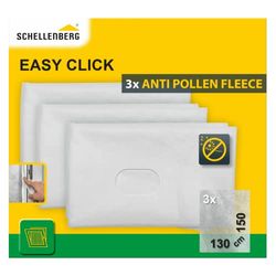 Schellenberg 70473 Set di 3 vello di protezione dal polline per zanzariera finestra Easy Click, 130 x 150 cm, ricambio per zanzariera antipolline, bianco