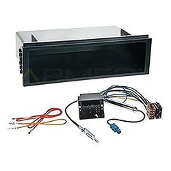Sound-way Single DIN Car Radio Frame Installation Kit, 1 DIN Front Panel Frame, Quadlock ISO Connector Cable, Antenna Adapter, compatible with VW Volkswagen Lupo/Fox/Lupo / T5 / Passat/Golf IV