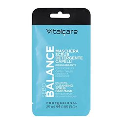 Vitalcare | Sebo Balance - Maschera Capelli 3 in 1, Maschera, Scrub e Detergente, per Capelli Grassi, Normalizza il Sebo, Bustina Monodose 25ml