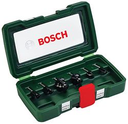 Bosch Conjunto de 6 brocas de metal duro (para madeira, haste de 1/4", acessórios para fresadora)