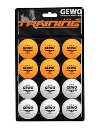 GEWO - Palla da ping pong a 3 stelle, 12 pezzi, 40 mm, colore: Bianco