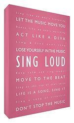 Feel Good Art Gallery verpakt Box canvas, het solide front paneel in modern en inspirerend typografisch ontwerp (40 x 30 x 4 cm, medium, vintage roze, Sing Loud)