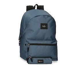 Pepe Jeans Aris Laptop Backpack + School Case 15.6 Inches, Blue, 31 x 44 x 15 cm, Polyester, 30.01 L, Blue, One Size, Laptop Backpack + School Case
