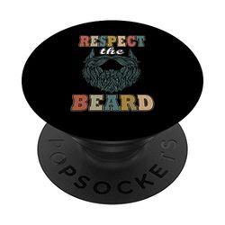 Beard Shirts for Men Respect The Beard gift for Dad Granddad PopSockets PopGrip - Support et Grip pour Smartphone/Tablette avec un Top Interchangeable