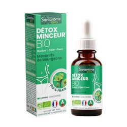 Santarome Bio - Détox Minceur Bio - Macérat de Bourgeons - Complément Alimentaire Perte de Poids - Gémmothérapie - Bouleau, Frêne, Cassis | Flacon 30 ml | France