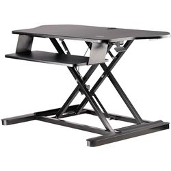 StarTech.com Bureau de Coin Convertible Position Assise/Debout - Tiroir Clavier - Grande Surface (89 x 53cm) - Pupitre Ergonomique à Hauteur Réglable - Double Écran (ARMSTSCORNR)