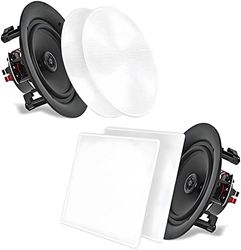 Pyle Altoparlanti Casse Audio da Incasso 13,33 Centimetri, Coppia, Speaker a 2 Vie con Tweeter 1,27 Centimetri, 80Hz-20kHz, 150 Watt, 8 Ohm, Bianchi