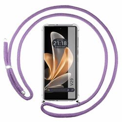 Tumundosmartphone Custodia a sospensione trasparente per Vivo V29 5G con cordone viola