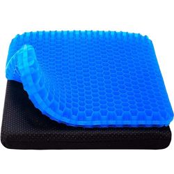 Herzberg, HG03220-BLU, Coussin de siège en Gel Bleu, Design en nid d'abeille, Soutien inégalé, respirabilité exceptionnelle, léger et Portable, Housse Lavable, soulagement des douleurs lombaires