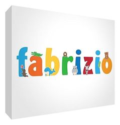 Little Helper LHV-FABRIZIO-A7BLK-15IT Panneau décoratif pour bébé/baptême, idée cadeau, dessin personnalisable avec le nom des garçons, multicolore, 7,4 x 10,5 x 2 cm