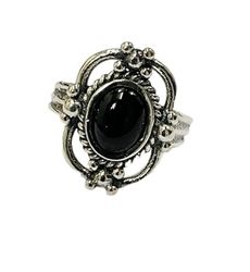 VIE Victorian Vintage Oval Ring, Black Agate
