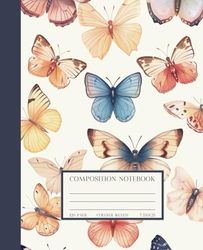 Composition Notebook | Butterfly Breezes: College Ruled | 120 Pages | 7.5x9.25 | Cream Paper