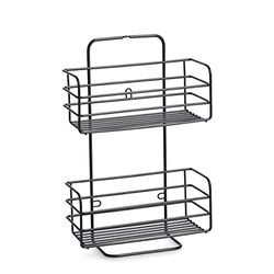 Zeller 18779 Shelf, Metal, Black, Approx. 25 x 9 x 38 cm, Hanging Shelf, Shower Shelf, Mounting without Drilling