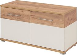 GERMANIA DIE MÖBELMACHER Banco de sapatos GW-Topix, Engineered Wood, branco, carvalho navarra repro, 96 x 51 x 40 cm