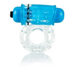 Screaming O Colour Pop O Wow Reusable Vibrating Penis Ring with Detatchable Bullet, Blue