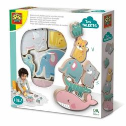 SES Creative- Juego de Equilibrio y apilamiento de Animales de Madera, Multicolor (13121)