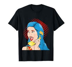 Mujer retro usando teléfono de esfera vintage Camiseta
